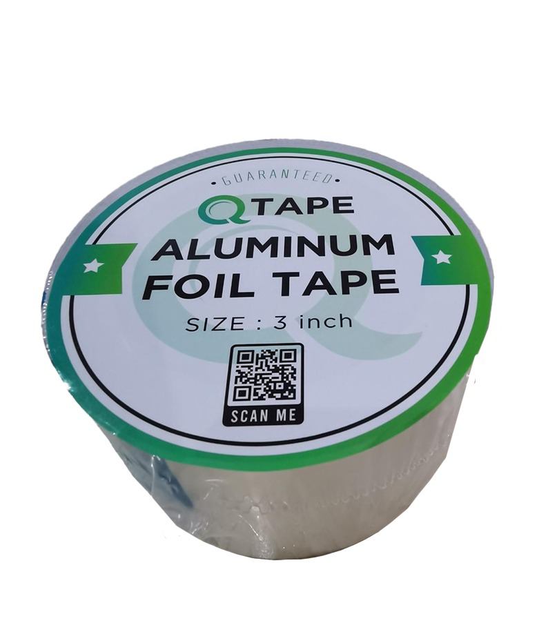 Q Tape Aluminum Foil tape size 3"x 40 yard -لاصق المينيوم سادة موديل كيو تيب مقاس 3 انش طول 40 يارد