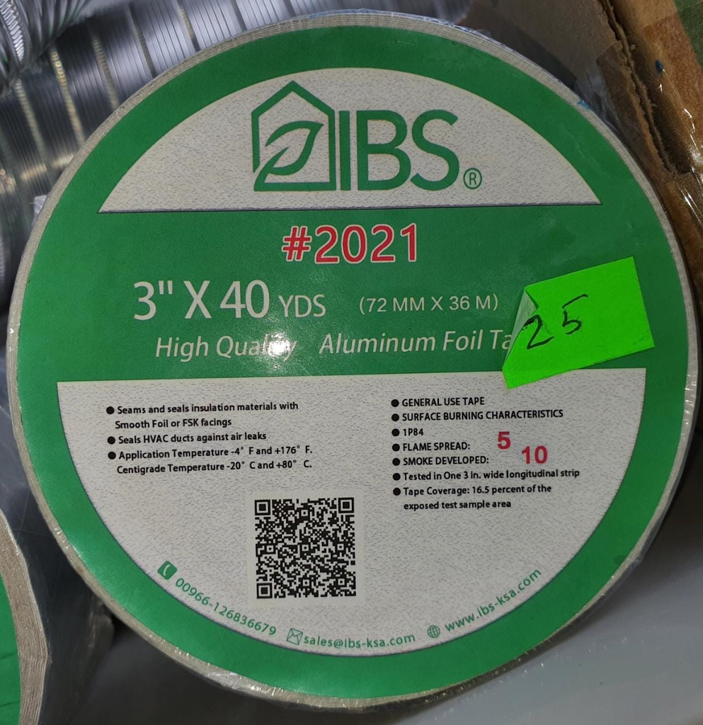 IBS Aluminum foil tape high quality model 2021 size 3"x 40 yard-لاصق المينيوم سادة IBS موديل 2021 مقاس 3 انش طول 40 يارد