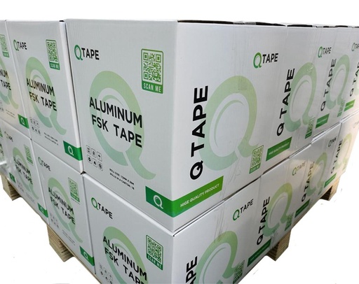 Q Tape Aluminum FSK tape size 3"x 40 yard-لاصق المينيوم بخيط موديل كيو تيب مقاس 3 انش طول 40 يارد